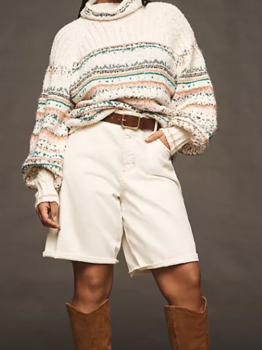 Anthropologie PilcroTurtleneck Sweater Cropped with Teal & Pink Accents - Picture 3 of 11